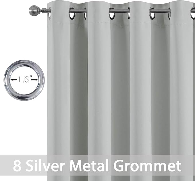 Yakamok Room Darkening Curtains 52x72 inch Length Light Grey-Living Room | 2 - Image 4