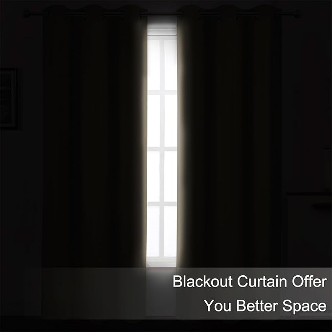 Blackout Curtains 42 x 63 inch/Khaki Curtains Set of 2 Panels/Thermal Insulated - Image 3
