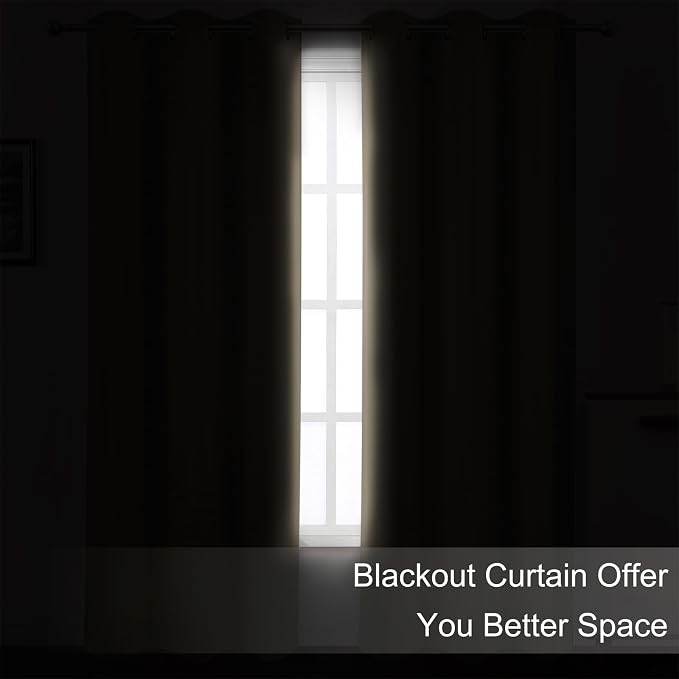 Blackout Curtains 66 x 95 inch/Khaki Curtains Set of 2 Panels/Thermal Insulated - Image 3