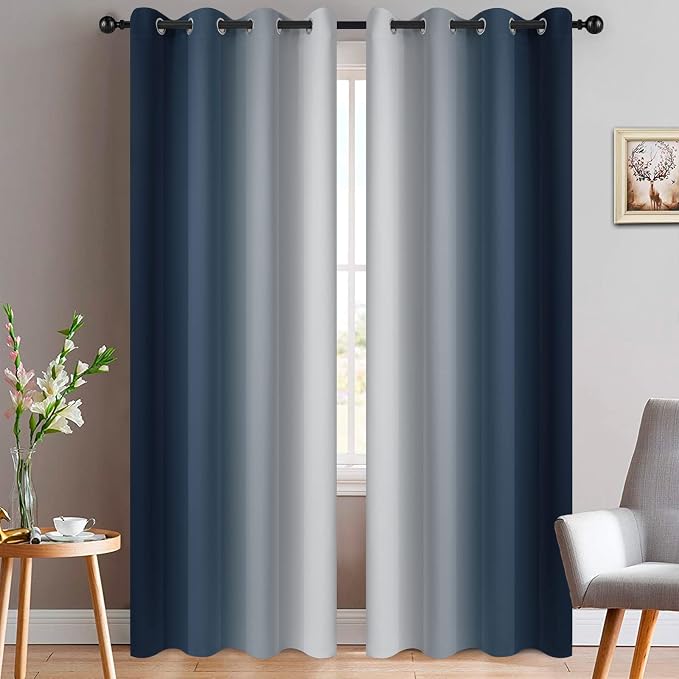 Yakamok Room Darkening Ombre Curtains 84 Inch Length, Light Blocking Grommet by Yakamok