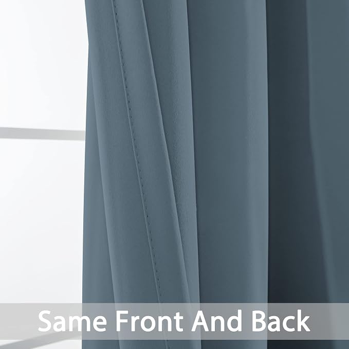 Yakamok Room Darkening Curtains 52x63 inch Length Stone Blue-Living Room | 2 - Image 6