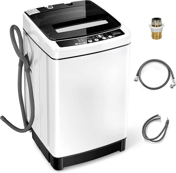 Giantex Portable Washing Machine, 2 in 1 Full Automatic Laundry Washer 1.5Cu.Ft 11lbs Capacity Washing and Spinning Combo 8 Programs 10 Water Levels Energy Saving Top Load Washer for Apartment Dorm