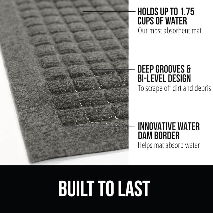 GORILLA GRIP® Ultra Absorbent Front Door Mat Outside Entrance, Traps Dirt and - Image 3