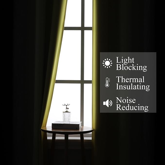 Estelar Textiler Black and Yellow Blackout Curtains 54 Inches Long, Full Light - Image 3