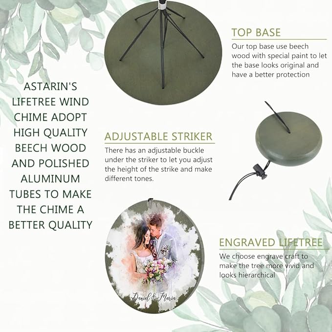 ASTARIN Personalized 20th 50th Anniversary Wind Chime, Happy Anniversary Wedding Valentine's Day Gift for Wife Husband Men Women Sister, Golden Anniversary Keepsake Decorations for Parents Couples