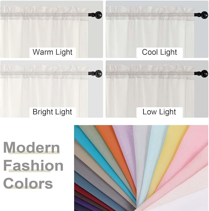 Ivory Sheer Curtains for Bedroom Living Room 45 Inch Length 2 Panels, Soft Airy - Image 7
