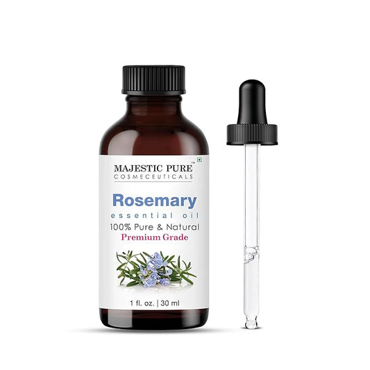 Majestic Pure Rosemary Essential Oil with Glass Dropper - 1 Fl Oz - 100% Pure and Natural Rosemary Oil - Premium Grade Essential Oils for Diffuser, Aromatherapy, Soap and Candle Making