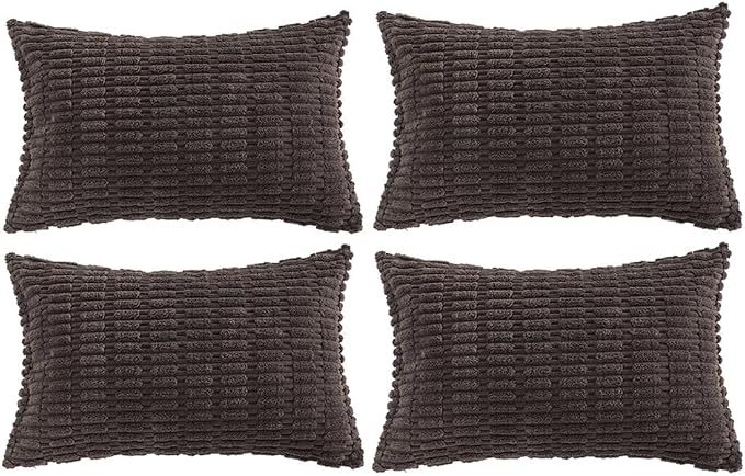 Fancy Homi 4 Packs Boho Dark Brown Decorative Throw Pillow Covers 12x20 Inch by Fancy+Homi
