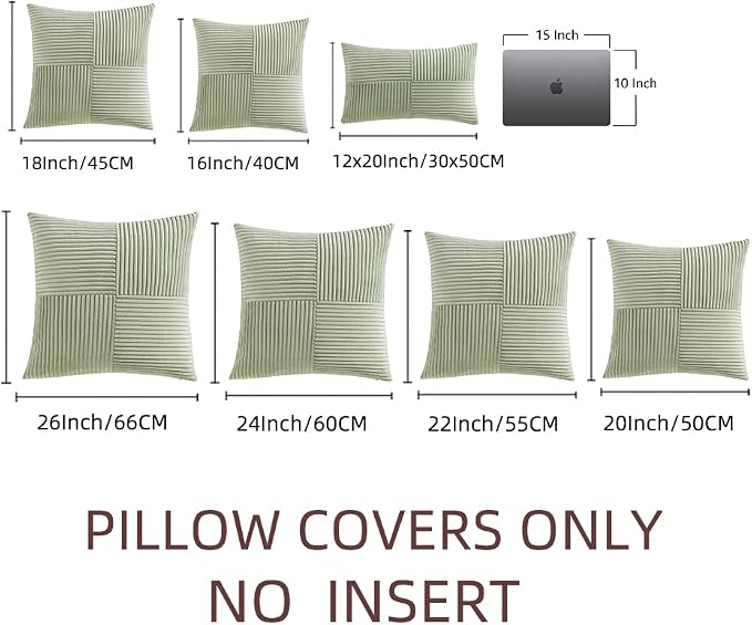 Fancy Homi 2 Packs Sage Green Euro Decorative Throw Pillow Covers 28x28 Inch - Image 7