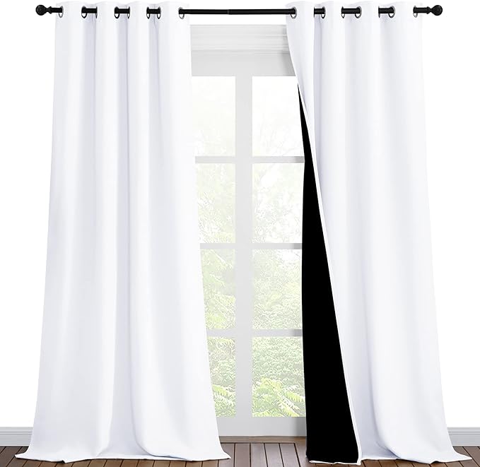 NICETOWN White Blackout Curtains 90 inches Long, Full Light Blocking Drapes by NICETOWN