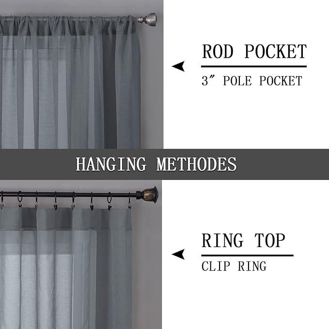 Tollpiz Short Sheer Curtain Linen Textured Living Room Curtains Sheer Light - Image 5