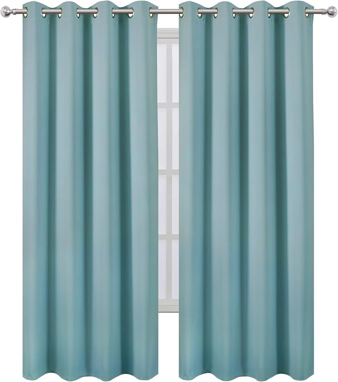 LEMOMO Blackout Curtains 66 x 84 inch/Stone Blue Curtains Set of 2 - Image 2