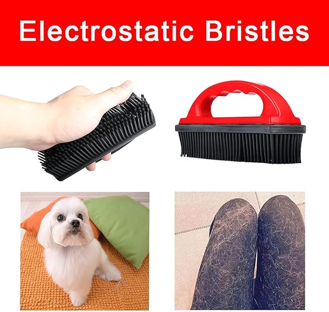 Rubber Pet Hair Removal Brush Lint & Hair Removal Cat Dog Hair Remover Brush Pet Hair Removal Tool Silicone Lint and Debris Remover for Cleaning, Grooming, Lint and Fur Removal, Home,Red