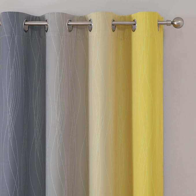 Estelar Textiler Yellow and Grey Ombre Blackout Curtains 90 Inch Length 2 - Image 4