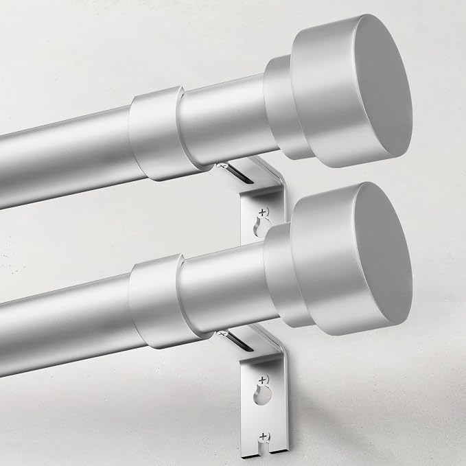 IFELS Heavy Duty Curtain Rods for Windows 28 to 48 Inch, 1 Inch Silver Curtain by IFELS