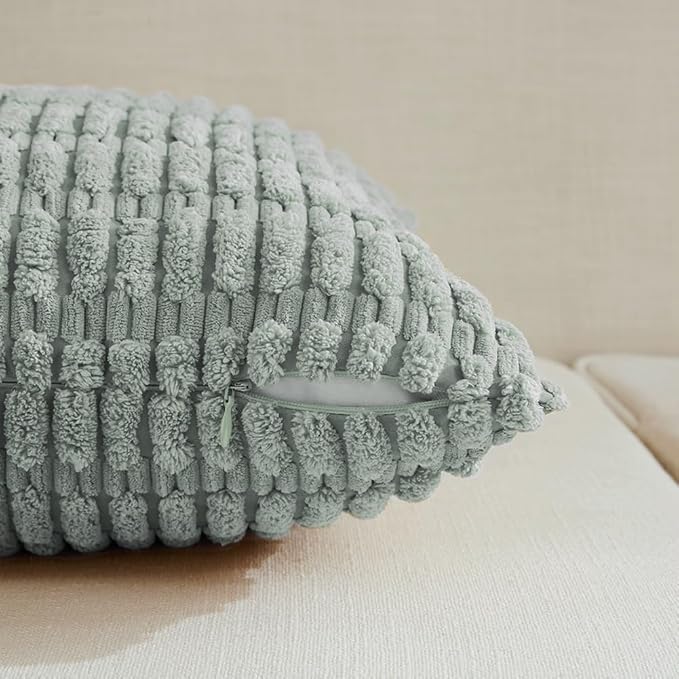 Fancy Homi 4 Packs Grey Blue Decorative Throw Pillow Covers 22x22 Inch - Image 3