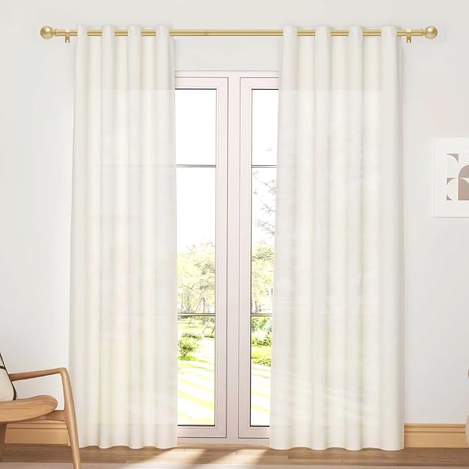 Gold Curtain Rod for Windows 48 to 84 or 88 Inch, 5/8 Inch Diameter Adjustable - Image 2