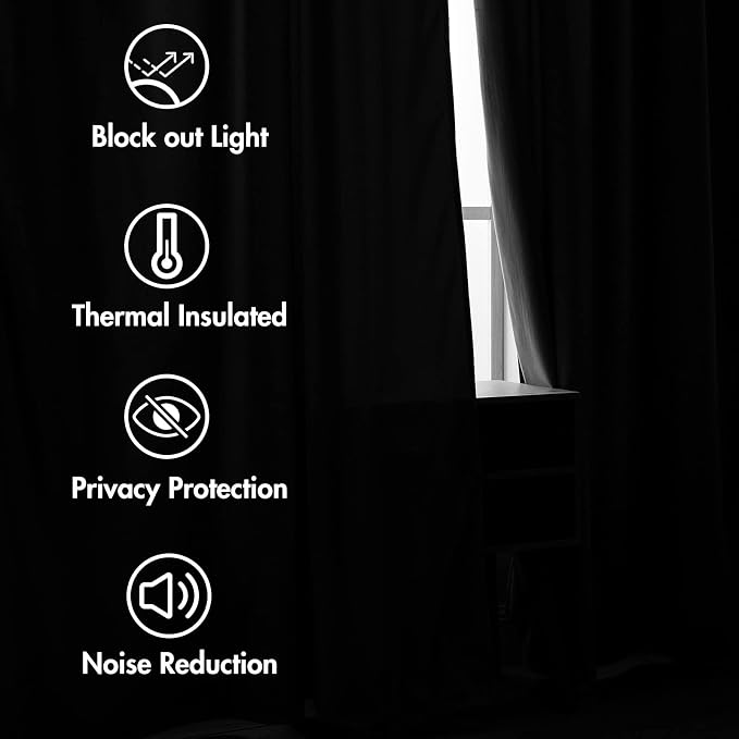MIULEE Black Velvet Curtains 52x96 inches 2 Panels Luxury Blackout Curtains | - Image 5