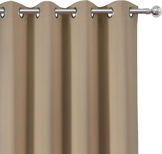 LEMOMO Blackout Curtains 66 x 54 Inch Long Natural Curtains Set of 2 Panels - Image 5