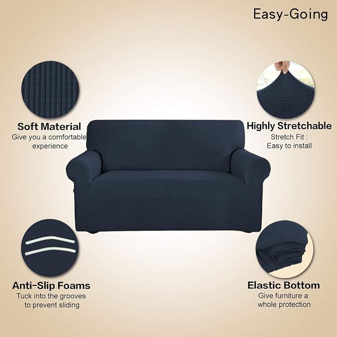 Easy-Going Stretch Oversized Sofa Couch Slipcover Washable Dark Blue | 1-Piece - Image 3