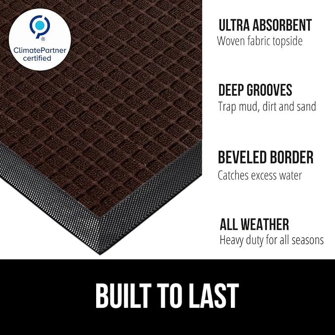 GORILLA GRIP 100% Waterproof All-Season WeatherMAX Doormat US Designed Natural - Image 2