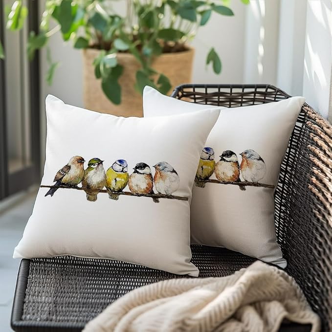 RABUSOFA 16x16 Watercolor Birds Pillows Decorative Throw Pillows Hand-Painted - Image 4