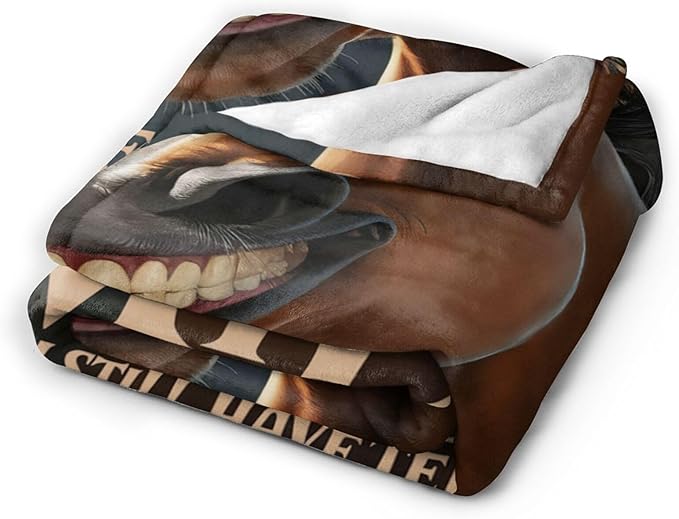 Funny Horse Throw Blanket Soft Fleece Blanket Men Women Gift for Kids Boys Girls for Party Couch Sofa Bed Deco Blankets 50x40 Inches