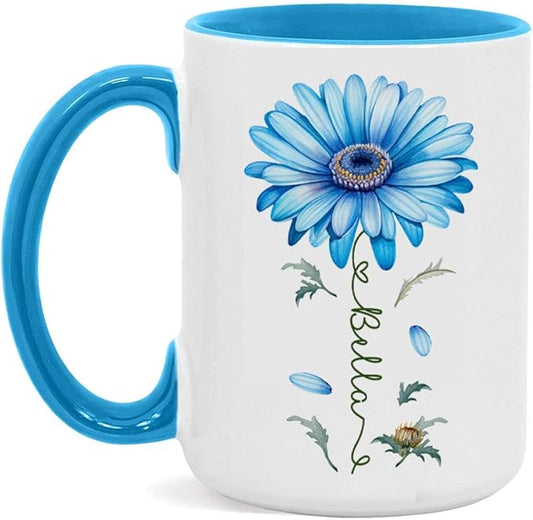 Adorable Gerbera Daisy Flower Mug, Customized Flower Themed Cup With Name, Novelty Daisy Flower Accent Mug 11oz 15oz, Custom Daisy Lover Coffee Cup, Personalized Flower Mug For Birthday