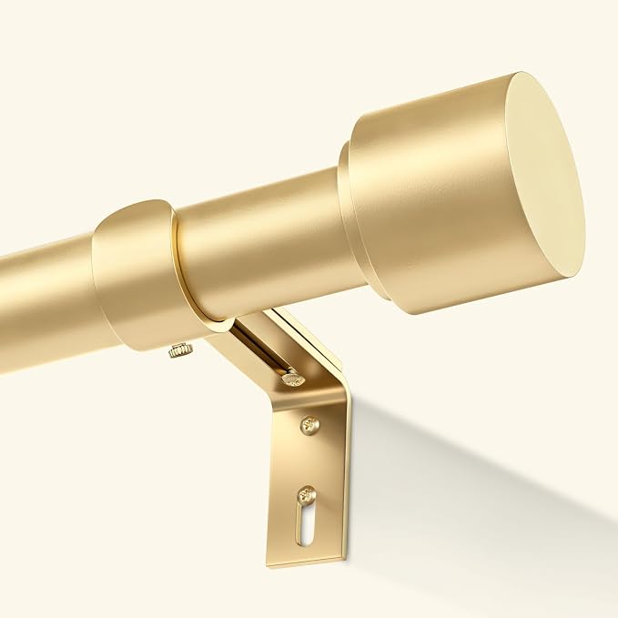 GEEBOBO Gold Curtain Rods for Windows 72 to 144 Inch, 1 Inch Adjustable Heavy by GEEBOBO