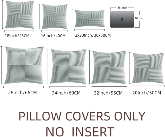 Fancy Homi 2 Packs Grey Blue Euro Decorative Throw Pillow Covers 26x26 Inch - Image 6