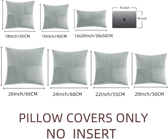 Fancy Homi 2 Packs Grey Blue Samll Decorative Throw Pillow Covers 12x12 Inch - Image 6