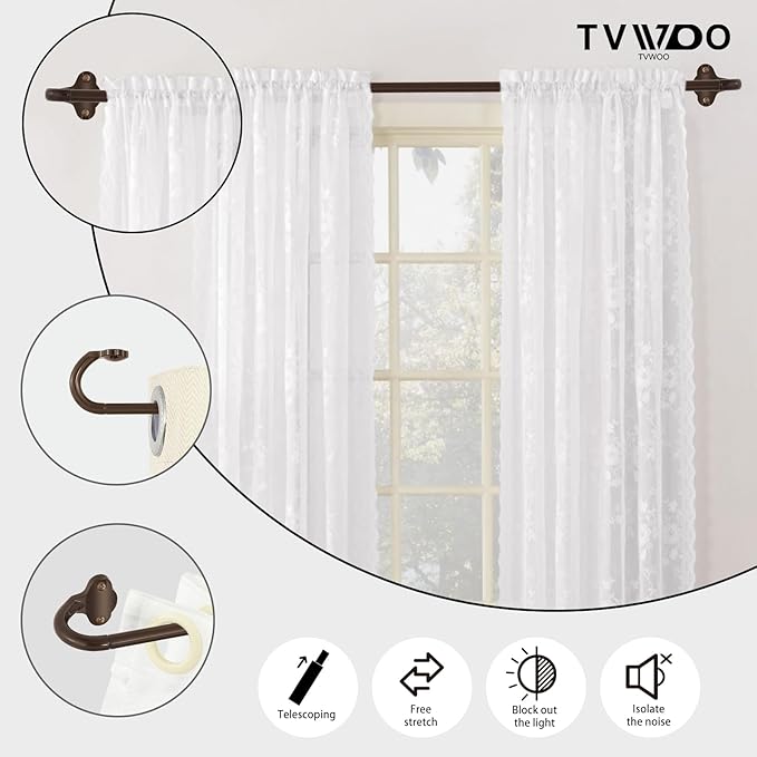 TVWOO Bronze Wrap Around Curtain Rods:5/8 Inch Blackout Adjustable Window - Image 2