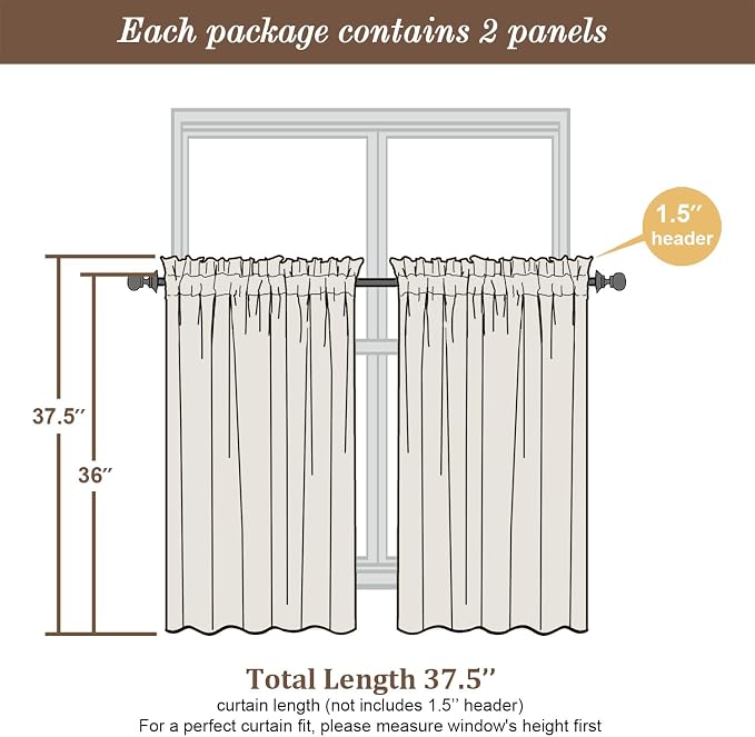 Chyhomenyc Light Grey Sheer Curtains 36 inch Length 2 Panels, Light Filtering - Image 4