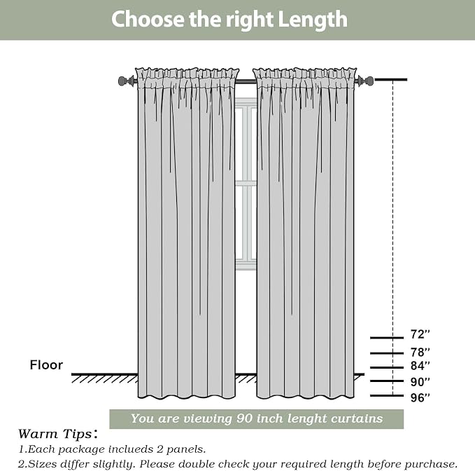 Sheer Curtains 90 Inches Long 2 Panels Set, Sage Green Sheer Curtains Rod - Image 3