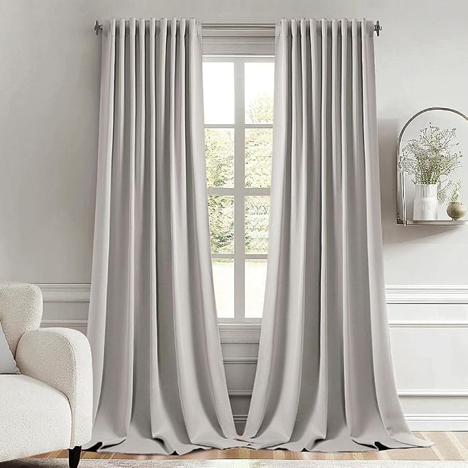 MIULEE Cobblestone Back Tab Blackout Curtains 52x108 Inch Long 2 Panels Set | by MIULEE