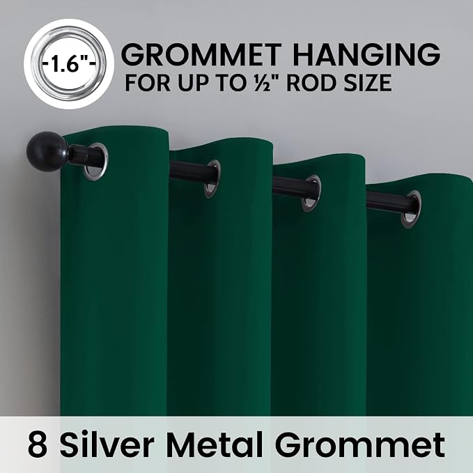 SimpleHome Dark Green 100% Blackout Curtains Room Darkening Living Room 84 | - Image 6