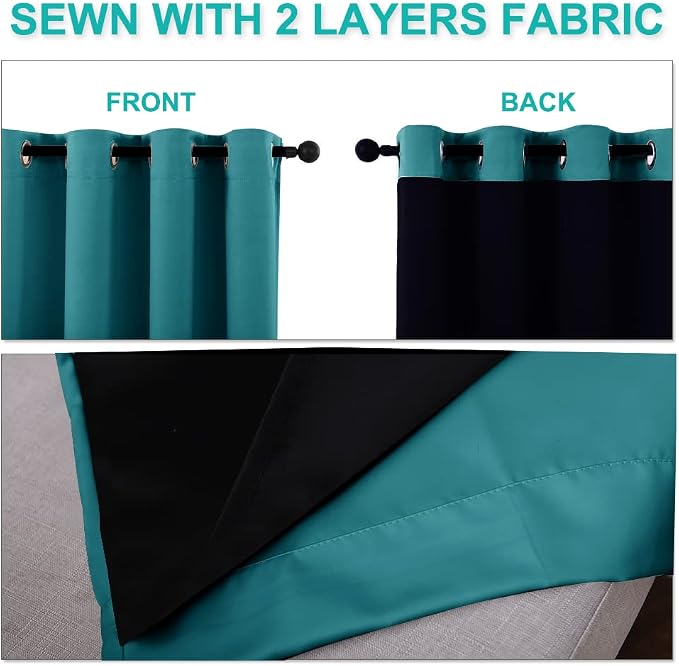 NICETOWN Full Shading Curtains 96 inches Long 2 Panels Set - Image 5