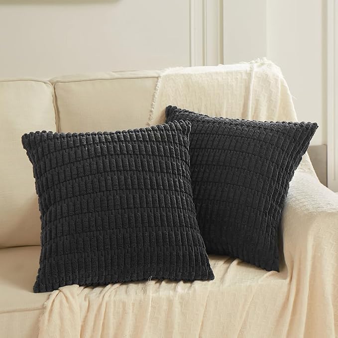 Fancy Homi 4 Packs Boho Black Decorative Throw Pillow Covers 18x18 Inch - Image 6