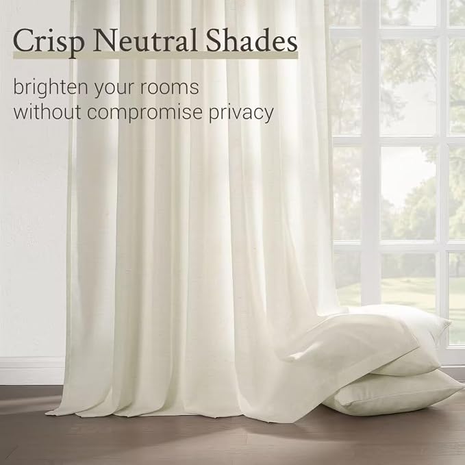 Topfinel 108 Inch Pinch Pleated Linen Curtains 1 Panels, Natural Semi Sheer - Image 3