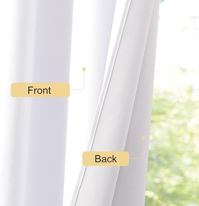 NICETOWN Bedroom 100% Blackout Curtains, 2 Panels, 34 by 72, Snow White - Image 6