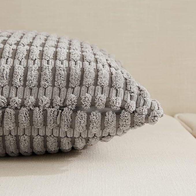 Fancy Homi 4 Packs Grey Decorative Throw Pillow Covers 18x18 Inch - Image 3