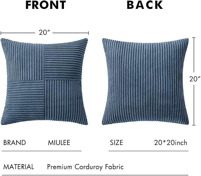 MIULEE Blue Decorative Throw Pillow Covers 20x20 Inch - Image 6