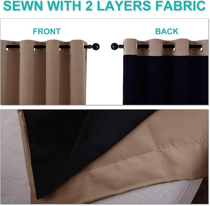 NICETOWN Bedroom Full Blackout Curtain Panels, Super Thick Insulated Window - Image 5
