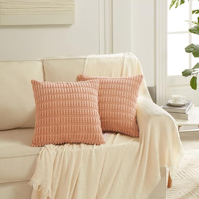 Fancy Homi 4 Packs Peach Decorative Throw Pillow Covers 26x26 Inch - Image 6