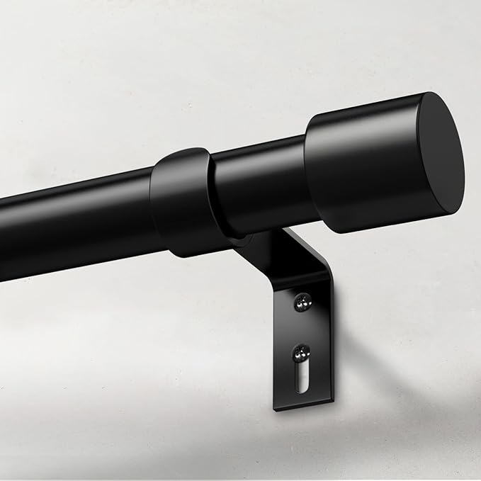IFELS Heavy Duty Curtain Rods for Windows 66 to 120 Inch, 1 Inch Black Curtain by IFELS