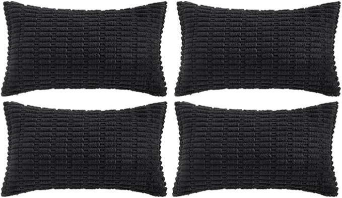 Fancy Homi 4 Packs Boho Black Decorative Throw Pillow Covers 14x24 Inch by Fancy+Homi
