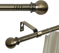 Antique Brass Curtain Rods for Windows 48 to 88, Adjustable 5/8 inch Brushed by GSBLUNIE