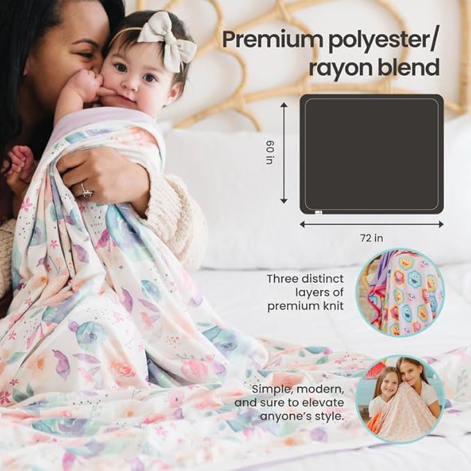 Copper Pearl Jumbo 3-Layer Baby Blanket: Soft Baby Quilts for Boys and Girls | Breathable, Cozy, Toddler Blanket | Baby Quilt for Newborns | 46x46 Premium Polyester/Rayon | Farmstead