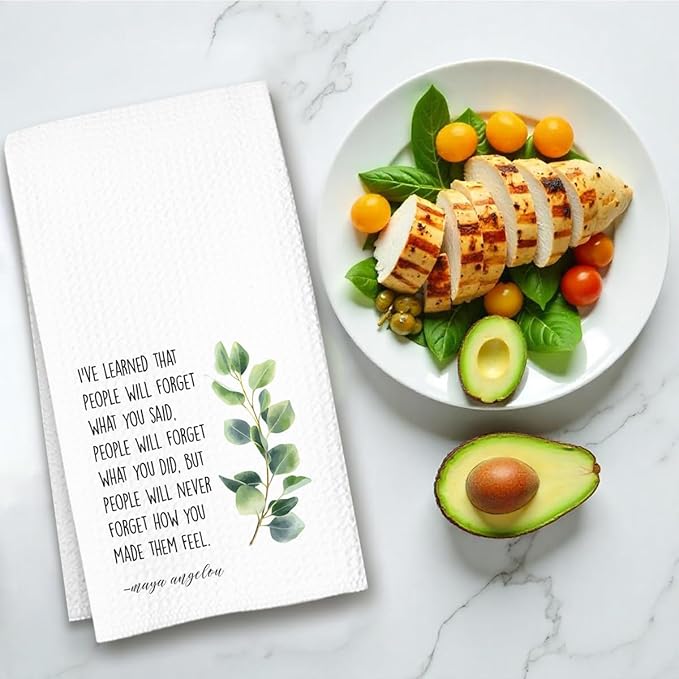 Inspirational Kitchen Hand Towel, Hostess Gift for Women, Christian Quote Waffle Weave Towel, Faith Decor Accent for Kitchen or Bathroom