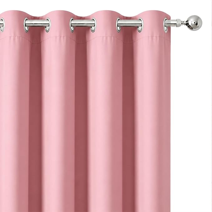 Pink Blackout Curtains 66 x 63 Inch Length/Set of 2 Curtain Panels/Thermal - Image 6